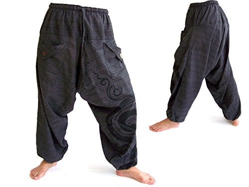 Siamrose Baggy Harem Yoga Lounge Pants, Wide Leg Trousers, Men Women, 2 Pockets, One Size, Grey - Image 2