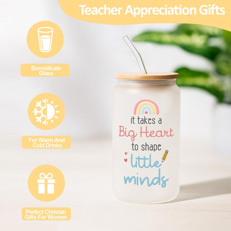 MHSMHL Teacher Gifts for Women, Teacher Appreciation Gift, Teacher's Gifts, Thank You Gift for Teachers Bulk basket Back to School End of Year for Christmas Thanksgiving with 16oz Glass Cup - Image 2