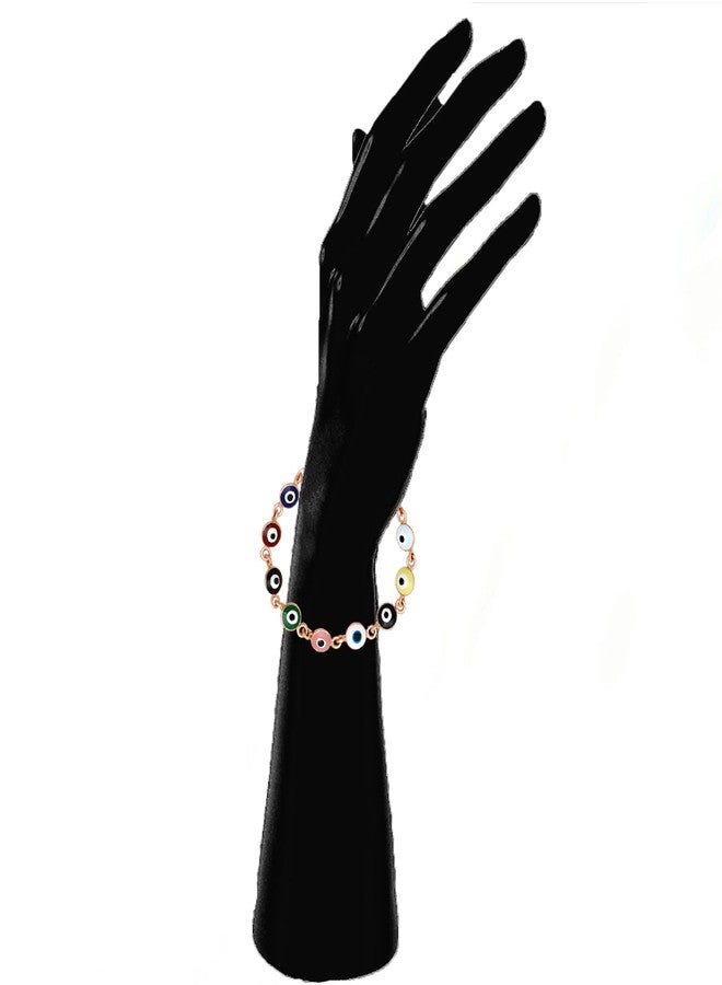 Mahi Rose Gold Plated Multicolor Meenakari Work Evil Eye Unisex Nazariya Bracelet (BR1101035ZMul) - Image 3