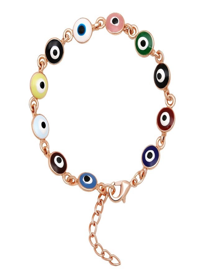 Mahi Rose Gold Plated Multicolor Meenakari Work Evil Eye Unisex Nazariya Bracelet (BR1101035ZMul) - Image 1