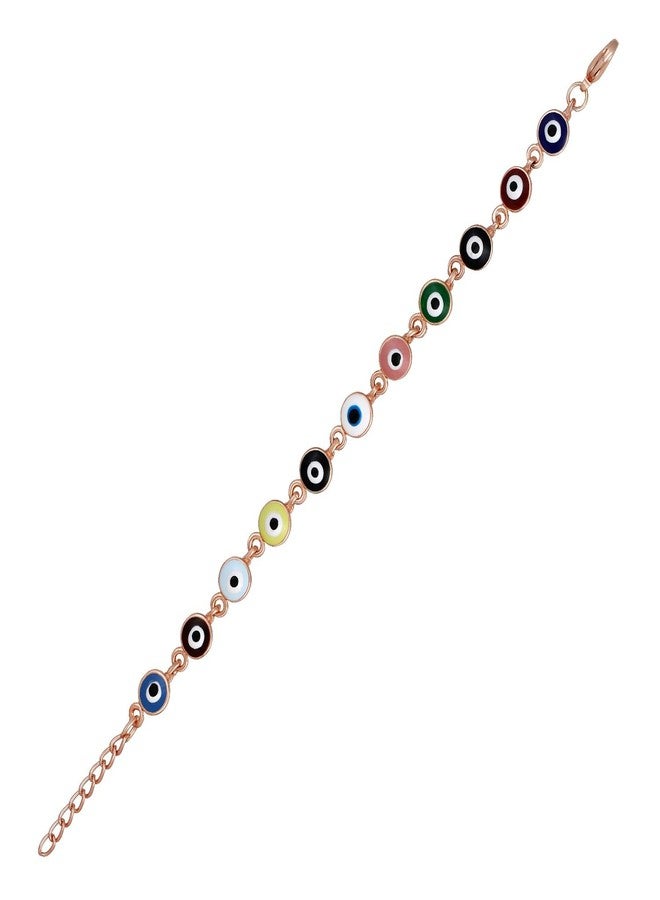 Mahi Rose Gold Plated Multicolor Meenakari Work Evil Eye Unisex Nazariya Bracelet (BR1101035ZMul) - Image 4