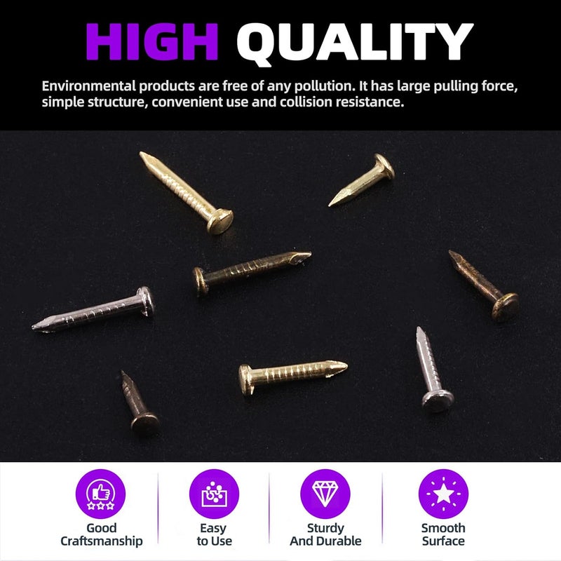 Swpeet 1600Pcs 6/8/10mm 3 Colors Small Copper-plated Hardware Tiny Screws/Nails Kit Including Gold Silver Bronze Boxed Tiny Wooden Screws Mini Nails for Compact Antique DIY Decorative Box Accessories - Image 3