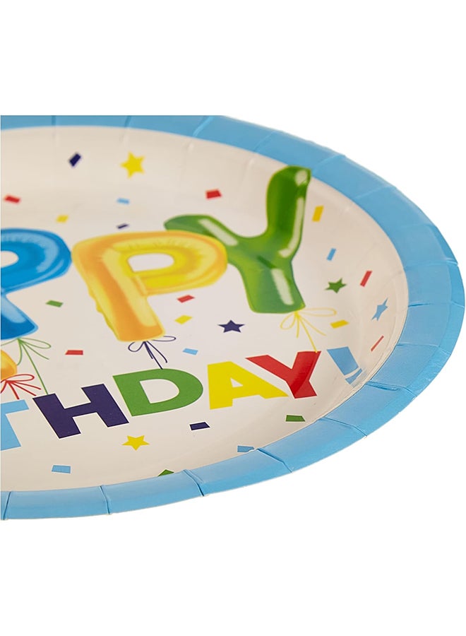 Beauenty 9-Inch Blue Happy Birthday Party Plates (Pack of 10) Ideal for Party, Celebration, Decoration, Theme, Birthdays - Image 2