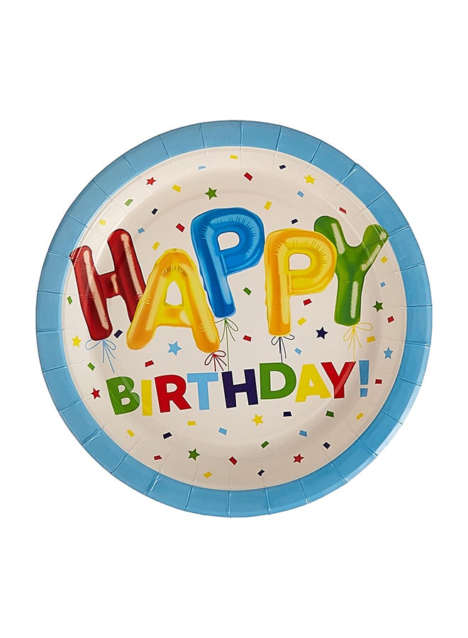 Beauenty 9-Inch Blue Happy Birthday Party Plates (Pack of 10) Ideal for Party, Celebration, Decoration, Theme, Birthdays - Image 1