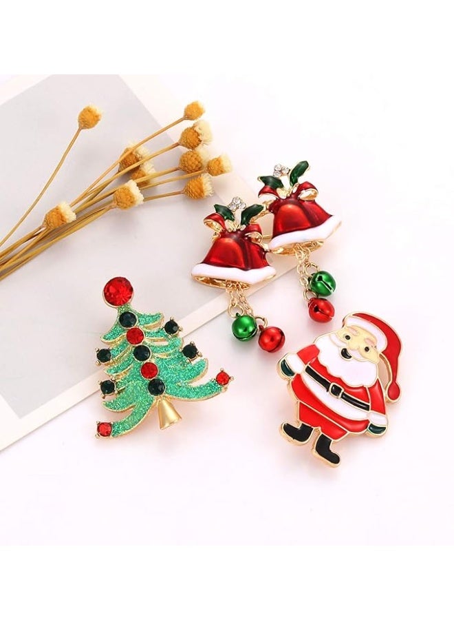Christmas Brooch Pin Christmas Tree Deer Wreath Bell Snowflake Festive Holiday Decoration Set Family Gift Costume Jewelry Set Brooches - Image 3
