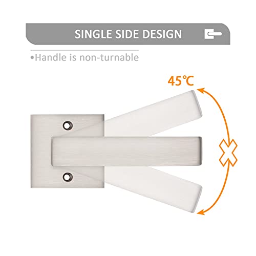Probrico [Pack of 1 Door Lever Dummy Lever Door Handle for Closets French Doors,Square Dummy Door Lever,Non-Turning Single Side Pull with Satin Nickel Finish,Easy Installation Pull Only Lever Set - Image 3