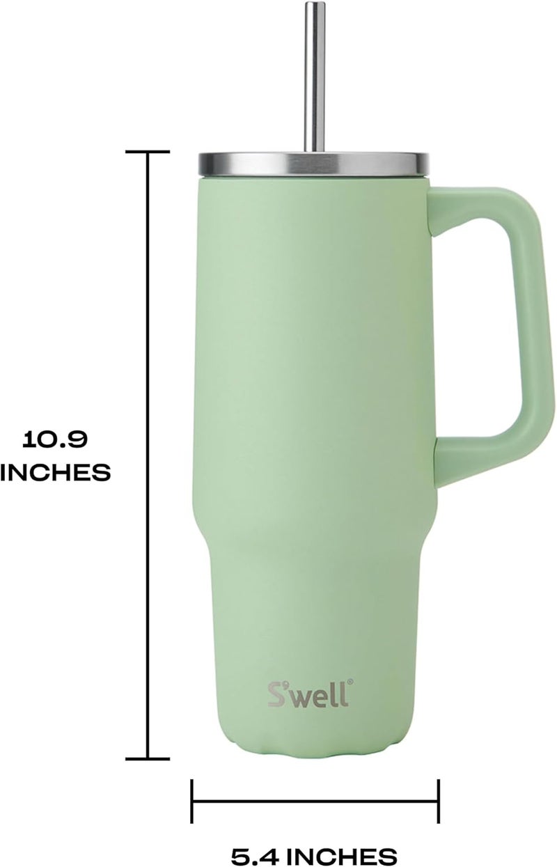 S'well Recycled Stainless Steel Tumbler XL with Straw and Handle, 30oz, Pistachio, Triple Layered Vacuum Insulated Containers Keeps Drinks Cold for 36 hours and Hot for 9 - Image 4