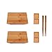 BambooMN BambooMN Bamboo Sushi Board Tray, Chopsticks and Compartment Sauce Dish, 8.3" Rectangle - 2 Sets  - Image 2