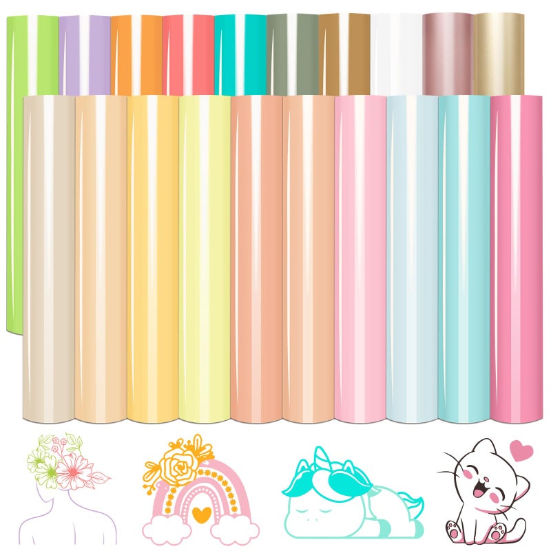 WRAPXPERT Pastel HTV 20 Packs Heat Transfer Vinyl BundleBoho Color Iron on Vinyl for Clothing 12 X 10in Neutral Tone HTV Pastel PinkLilacCream Vinyl Sheets