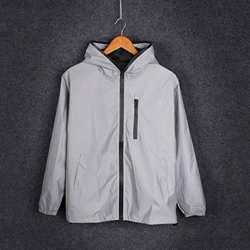 fangfei Reflective Coat Hooded Windbreaker Fashion Night Runing Pocket Jacket (M) - Image 3