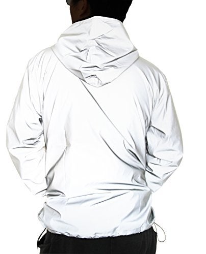 fangfei Reflective Coat Hooded Windbreaker Fashion Night Runing Pocket Jacket (M) - Image 2
