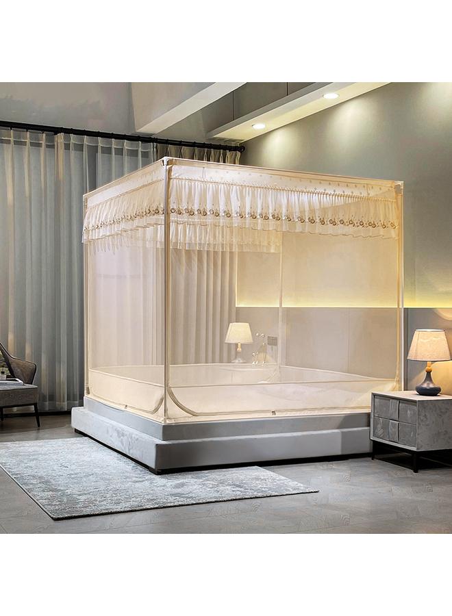 Bluejw Summer New Bedroom Household Encrypted Anti-fall Mosquito Net With Bracket Integrated Full Bottom Zipper Square Bed - Image 1