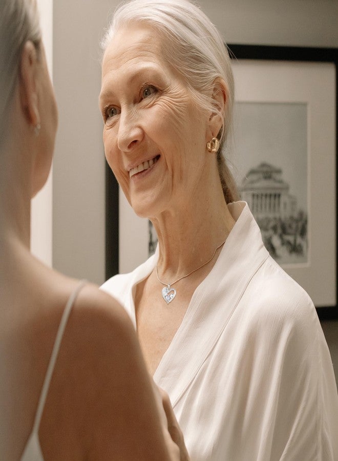 FANCIME Mom Birthstone Necklace Moonstone Mother and Child Love Heart Necklace I Love You Mom Gifts Mothers Day June Jewelry Gifts for Grandmother Women Wife, 16"+2" Inches - Image 3