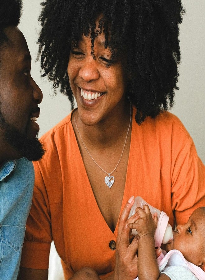 FANCIME Mom Birthstone Necklace Moonstone Mother and Child Love Heart Necklace I Love You Mom Gifts Mothers Day June Jewelry Gifts for Grandmother Women Wife, 16"+2" Inches - Image 4