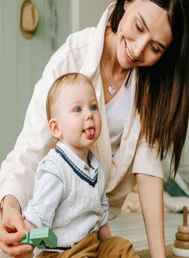 FANCIME Mom Birthstone Necklace Moonstone Mother and Child Love Heart Necklace I Love You Mom Gifts Mothers Day June Jewelry Gifts for Grandmother Women Wife, 16"+2" Inches - Image 5
