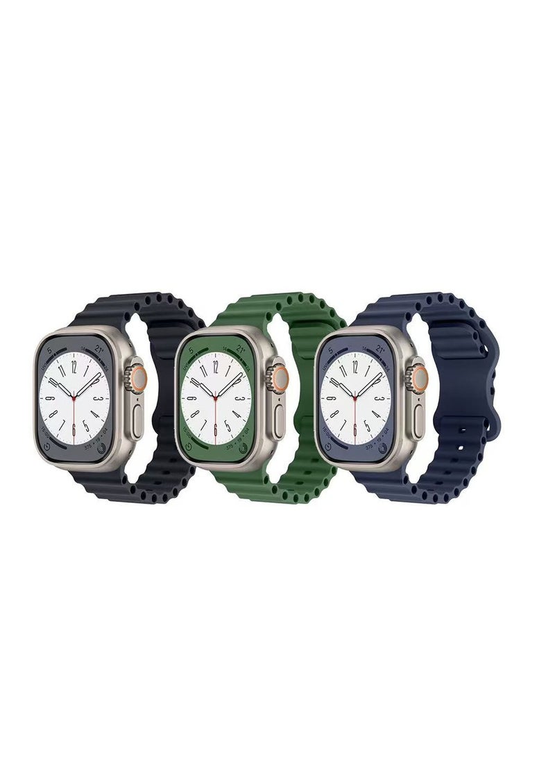 DKNG - 3 Pack Ocean Strap Compatible Apple Strap Ultra 2, 38mm/40mm/41mm Men's & Women's, Wave Silicone Sport Wristband with iWatch Ultra 2/1 Series 10/9/8/7/6/5/4/3/2/1 SE Multicolor - Image 1
