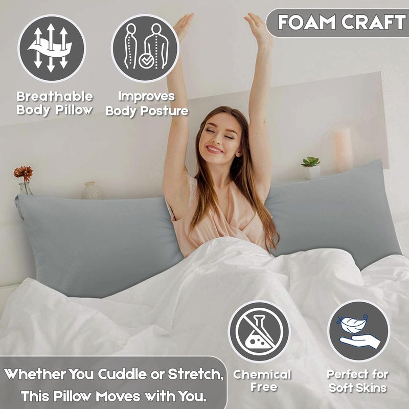 FOAM CRAFT Long Body Pillow with Cotton Cover - 50 x 140 cm - Grey - Image 5