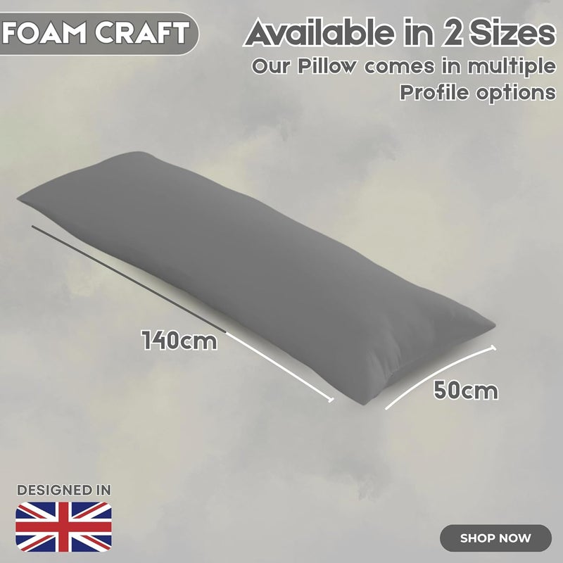 FOAM CRAFT Long Body Pillow with Cotton Cover - 50 x 140 cm - Grey - Image 2
