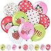 Charnoel 36 Pcs Strawberry Balloons 12 in Sweet One Balloons Latex Pink Red White Green Clear with Polka Dot for Girls First Birthday Party Berry First Birthday Baby Shower Summer Garden Party Decor - Image 4