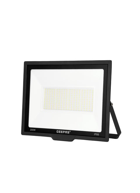 Geepas 200 W LED Flood Light GESL55121,1800 Lumens and 6500 K Color Temperature| 80% Energy Efficient LED Light, Perfect for Outdoor Spaces, Sports Arenas, Parking Lot, Etc.| 2 Year Warranty Black