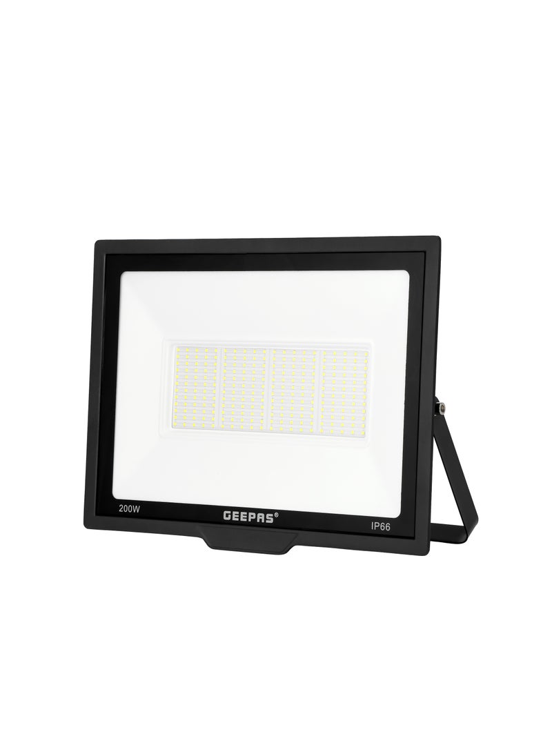 GEEPAS Geepas 200 W LED Flood Light GESL55121,1800 Lumens and 6500 K Color Temperature| 80% Energy Efficient LED Light, Perfect for Outdoor Spaces, Sports Arenas, Parking Lot, Etc.| 2 Year Warranty Black  - Image 1