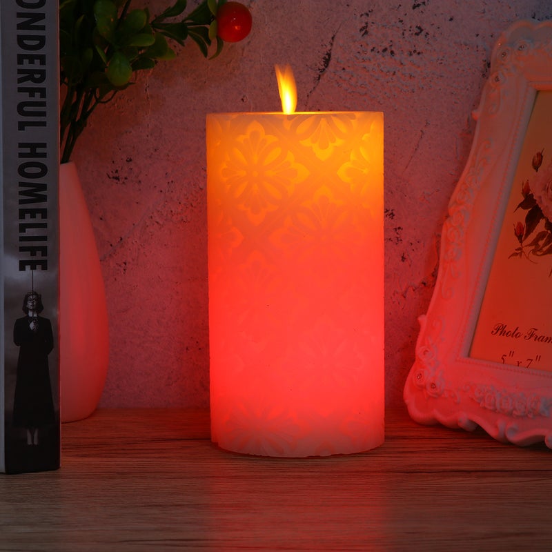 Hollow Flower Pattern Candles Flameless Flickering Electric Candle Lights with without Batteries for Festival Party Decoration 15cm Height - Image 2