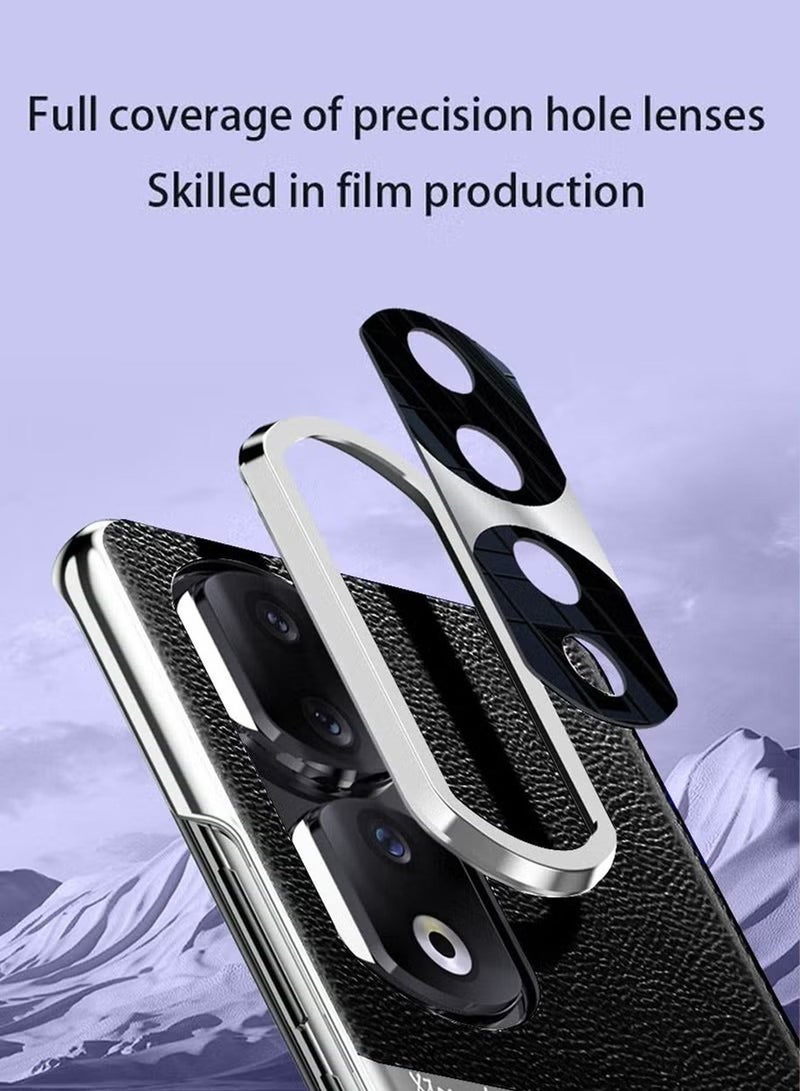 X-level Honor 90 Pro Case Cover with TPU Leather Camera Metal Len Protector 3 in 1 Anti-Scratch Anti-drop Anti-fingerprint slim light Protective Shockproof Back Cover For Honor 90 Pro Mobile Phone Accessory - Image 4