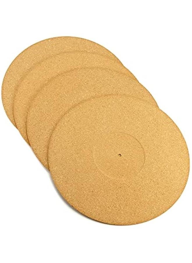 Arabest Turntable Cork Platter Mat, 4 Pack 3mm Anti-Static Cork Turntable Slipmat, for Vinyl Record Players, Cleaner Audio Output, High-Fidelity Audiophile Acoustic Sound Support  - Image 1