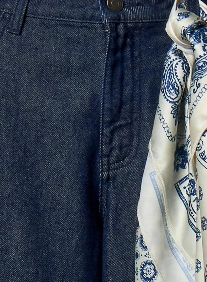 سبلاش فيڤ Barrel Fit High Rise Jeans With Scarf Cotton