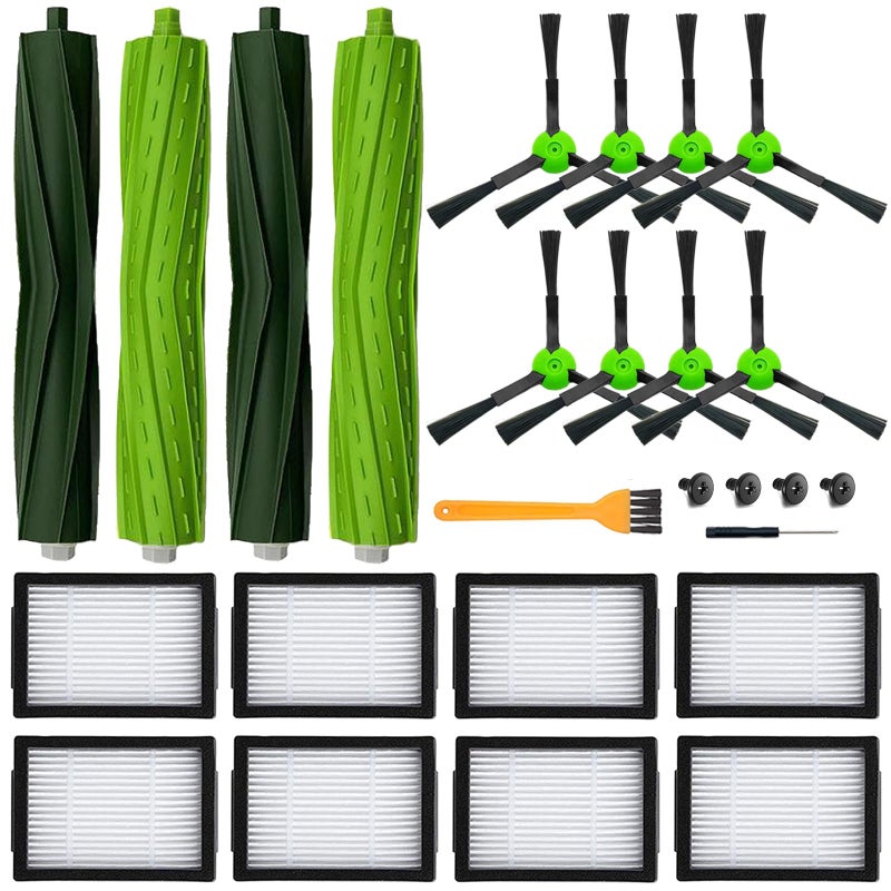 18 Pack Replacement Parts Accessories Compatible for iRobot Roomba i3 i3 i7 i7 i4 i6 i6i8 i8Plus E5 E6 E7 J7 i5j5 IE J Series Vacuum Cleaner 2 Set of Roller Brush 8 Filters 8 Side Brushes