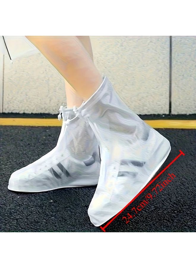 أغطية الأحذية البيضاء القابلة لإعادة الاستخدام والمقاومة للماء، واقيات المطر من PVC المضادة للانزلاق للرجال والنساء - Image 4