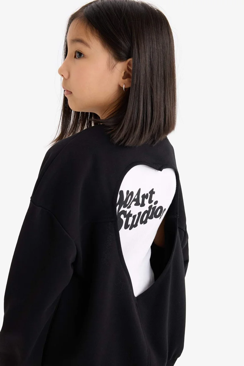 ديفاكتو Girl Oversize Fit Crew Neck Back Printed Sweatshirt