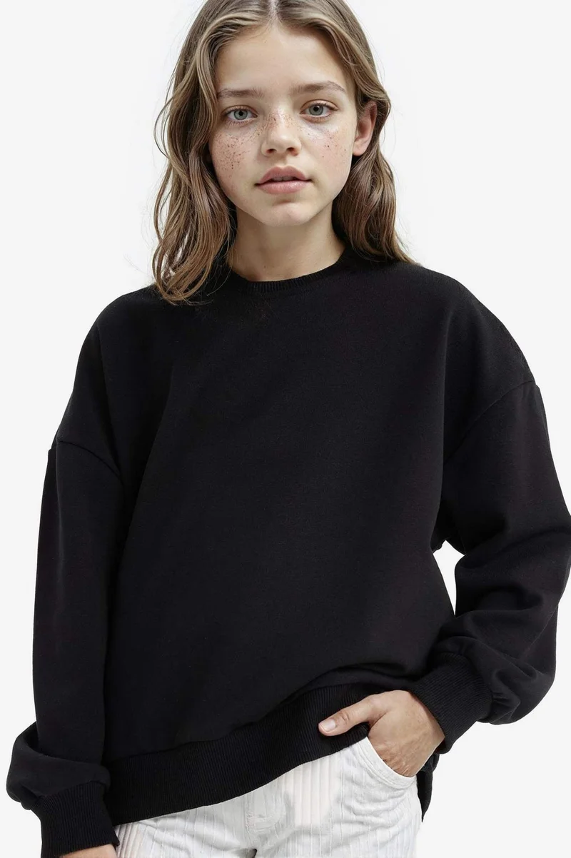DeFacto Girl Oversize Fit Crew Neck Back Printed Sweatshirt
