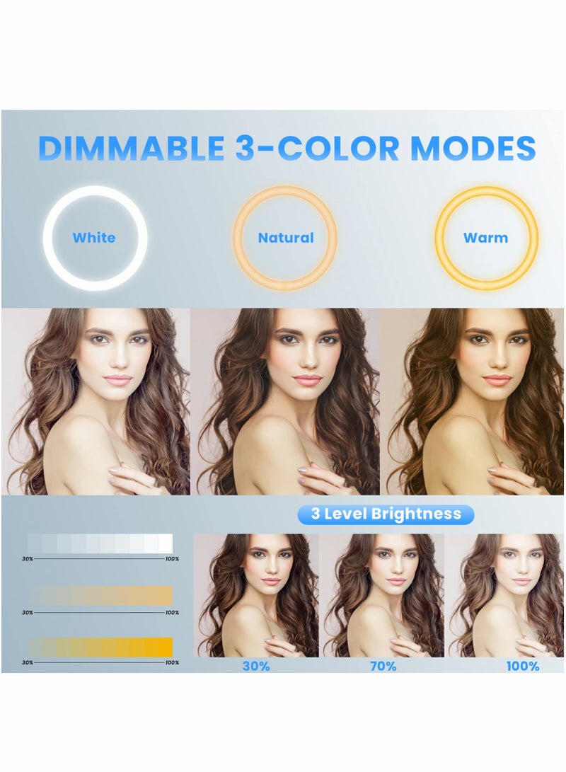 Excefore Foldable Portable Travel Selfie Ring Light, 10” Rechargeable Cordless Ring Light, 4000mAh Battery, 79” Foldable Selfie Tripod Stand Travel Ring Light for Selfie, Live Stream, Pink - Image 2