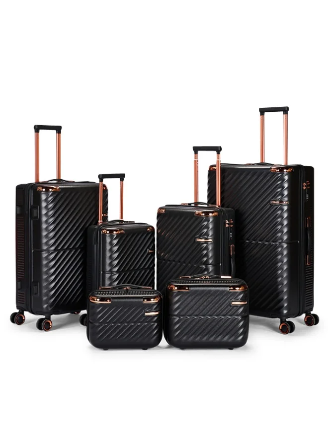 LIMRA Luggage set 6 pieces travel Bags with a distinctive design from limra Black