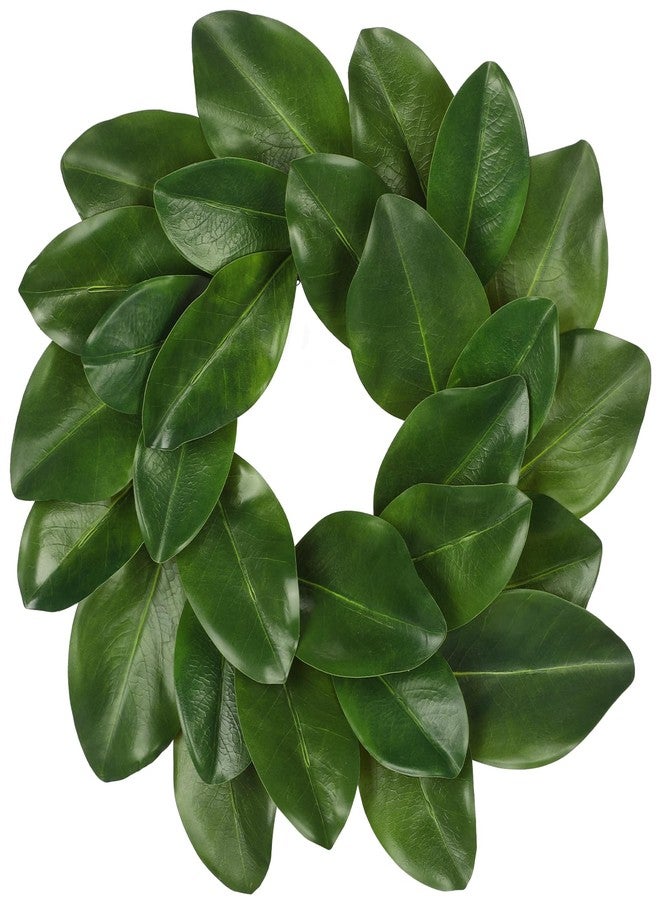 Briful 16 Inches Artificial Magnolia Wreath for Front Door, Spring Summer Door Wreaths All Season Wreath for Home Wall Window Party Farmhouse Indoor/Outdoor Decor(Dark Green) - Image 1