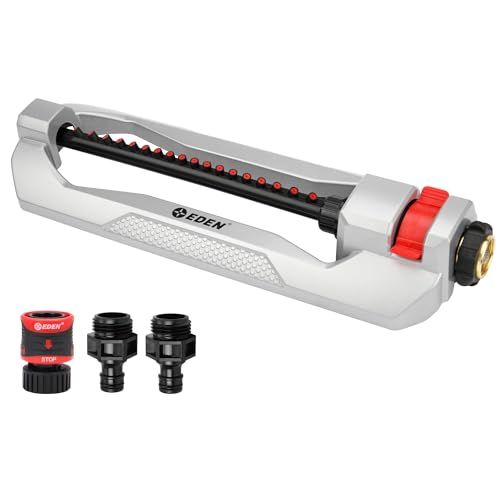 Eden 94110 Heavy-Duty Metal Oscillating Sprinkler | Covers Up to 3,315 sq. ft., 18 Precision Nozzles, Adjustable Range, Turbo Drive Motor, Quick Connect Bundle - Image 1