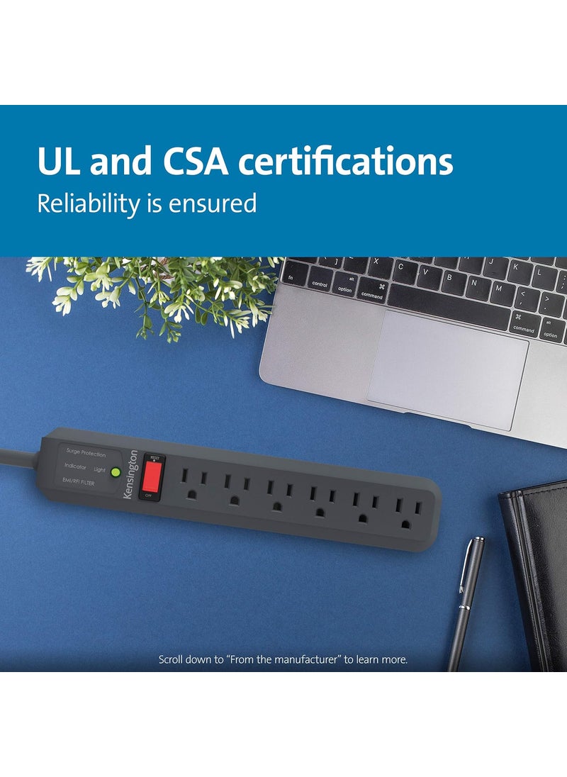 Kensington Kensington Guardian 6 Outlet Power Strip 15ft Surge Protector 15Foot Cord 540 Joules BlackK38215NA  - Image 5