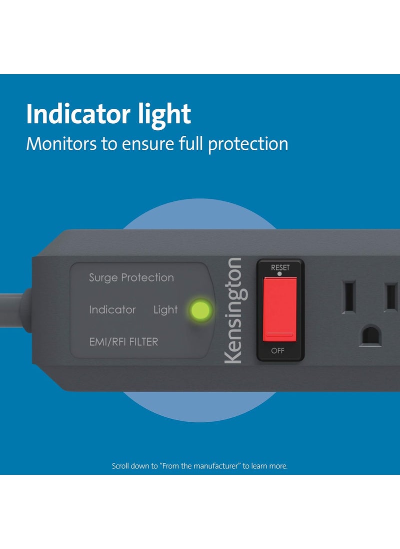 Kensington Kensington Guardian 6 Outlet Power Strip 15ft Surge Protector 15Foot Cord 540 Joules BlackK38215NA  - Image 4