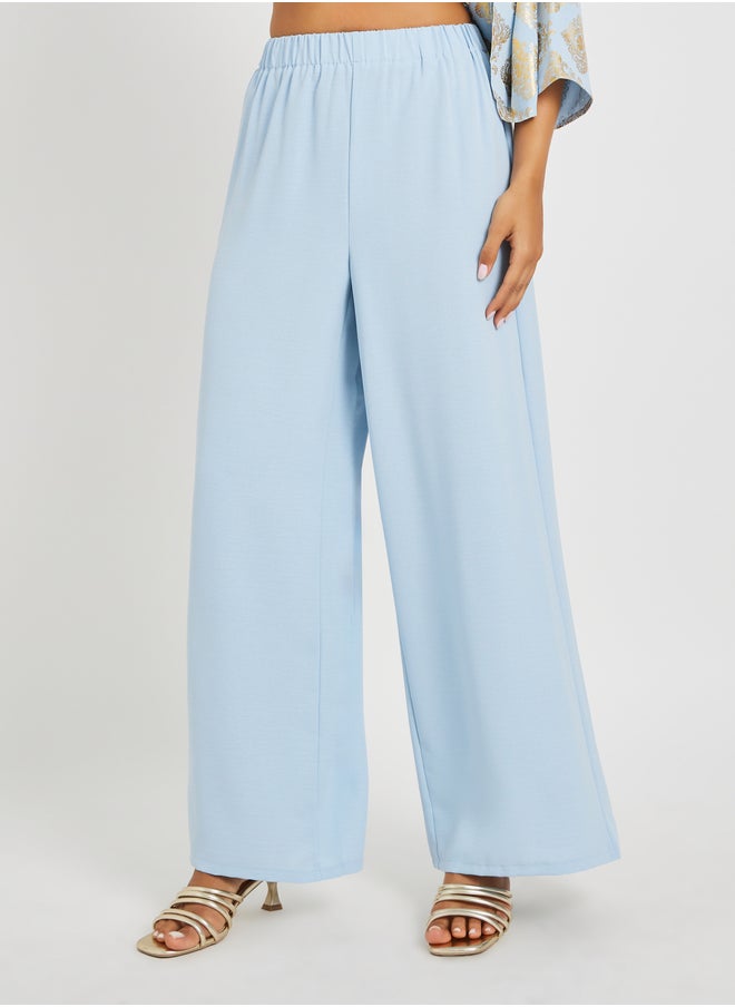 Styli Foil Print High Neck Kimono and Wide Leg Pants Co-Ords  - Image 4