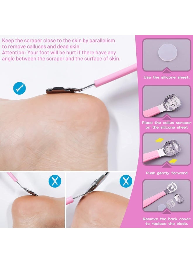 مجموعة العناية بالأقدام 27 في 1 - أدوات مهنية من الفولاذ المقاوم للصدأ للرجال والنساء | مزيل الجلد القاسي، مبرد القدم وأدوات العناية باليدين للاستخدام المنزلي والمحلات (وردي) - Image 3