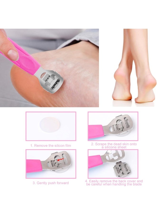مجموعة العناية بالأقدام 27 في 1 - أدوات مهنية من الفولاذ المقاوم للصدأ للرجال والنساء | مزيل الجلد القاسي، مبرد القدم وأدوات العناية باليدين للاستخدام المنزلي والمحلات (وردي) - Image 2