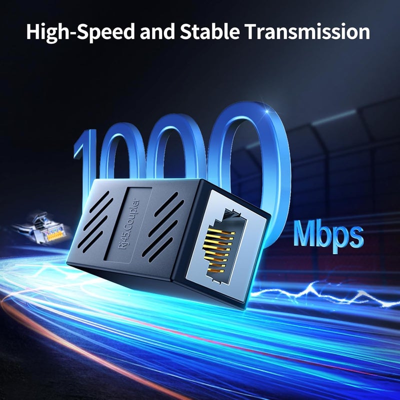 Hulami Ethernet Coupler, 2 Pack High Speed Extender for Cat7/6/5e/5 Cable, 1000Mbps, Plug and Play, Female to Female Connector, in Line Coupler - Image 2