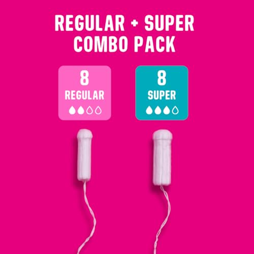FLO - Organic Cotton Tampons for Women - 16 Pack (8 Regular, 8 Super) - Leak Proof - No Synthetic Fibers, Chlorine Bleach, or Added Dyes - Non-Applicator - Feminine Care - Vegan & Cruelty Free - Image 2