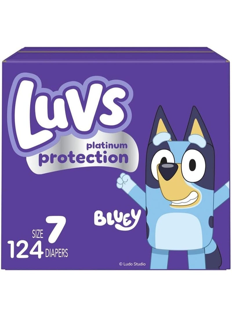 Luvs حفاضات لوفز مقاس 7 للأطفال، حماية بلاتينية حفاضات بلوى للنهار والليل، مقاس 7، 124 قطعة (قد يختلف التعبئة) - Image 3