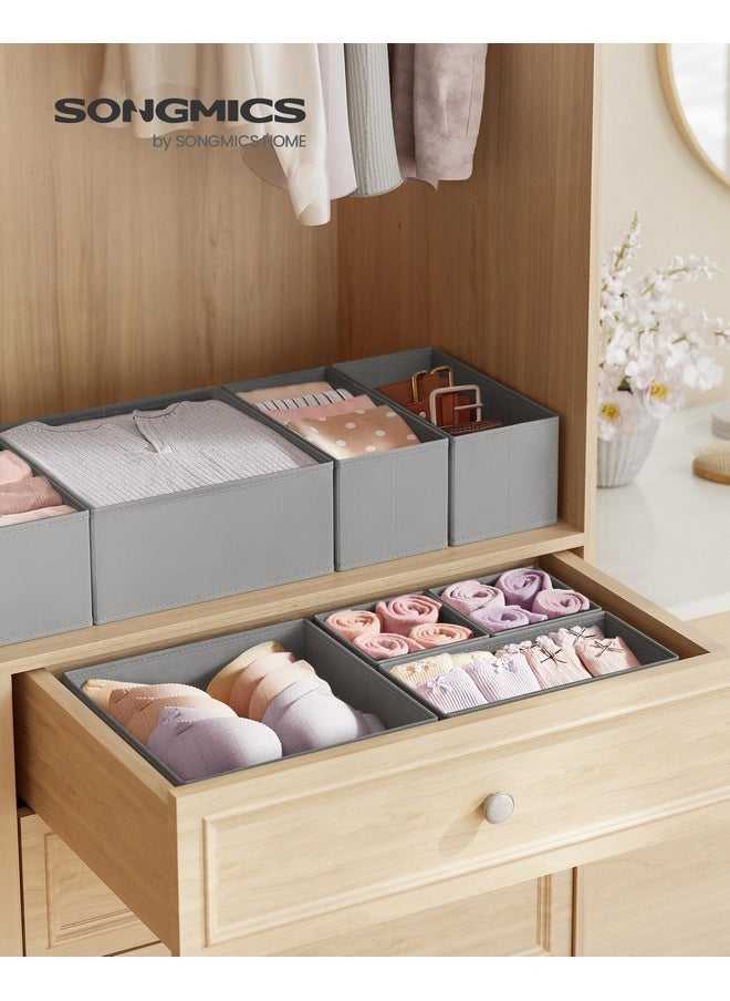 SONGMICS SONGMICS Drawer Organizer, Dresser Drawer Organizers, Set of 12, Foldable Fabric Storage Bins for Socks, Underwear, Bras, Ties, Scarves, Dove Gray URDZ006G02  - Image 2
