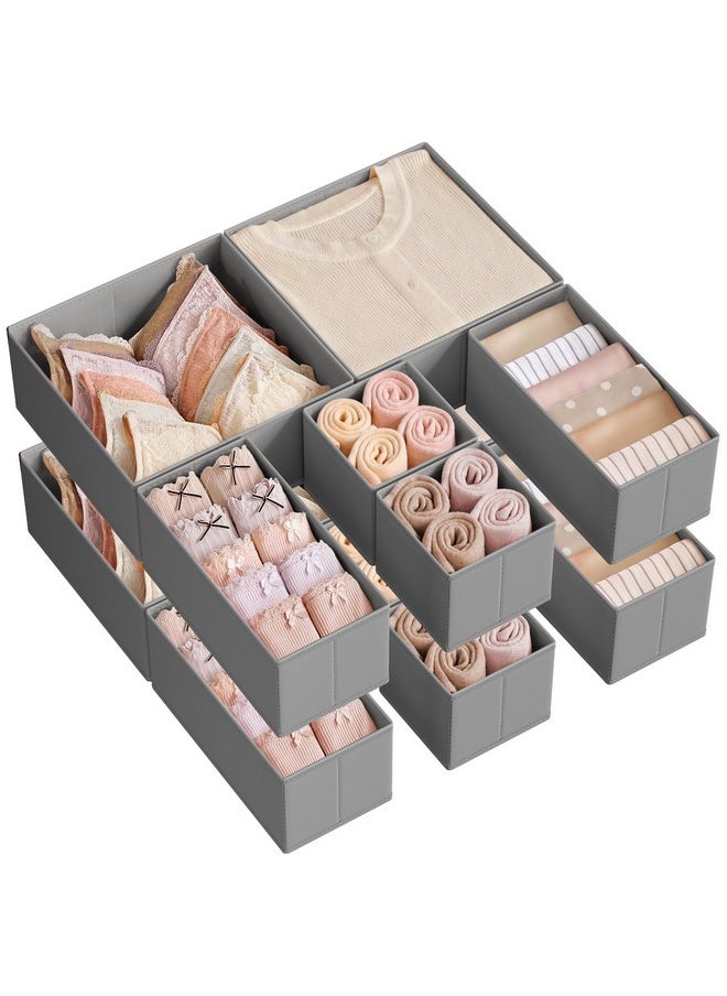 SONGMICS SONGMICS Drawer Organizer, Dresser Drawer Organizers, Set of 12, Foldable Fabric Storage Bins for Socks, Underwear, Bras, Ties, Scarves, Dove Gray URDZ006G02  - Image 1