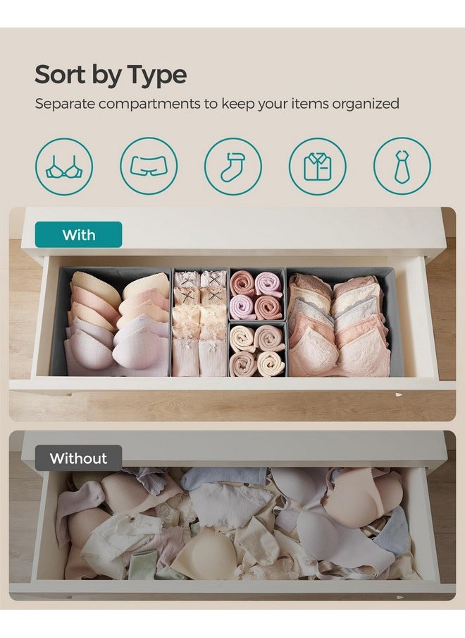 SONGMICS SONGMICS Drawer Organizer, Dresser Drawer Organizers, Set of 12, Foldable Fabric Storage Bins for Socks, Underwear, Bras, Ties, Scarves, Dove Gray URDZ006G02  - Image 3