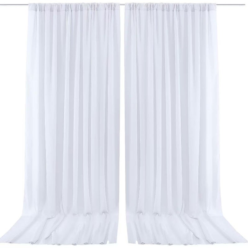 PARTISKY White Chiffon Sheer Backdrop Curtain for Wedding Parties White Tulle Arch Drapes for Photo Backdrop DecorationWrinkleFree 10ft x 10ft