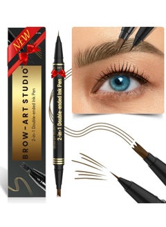 iMethod Microblading Eyebrow Pencil - Brow Pencil 2-In-1 Dual-Ended Eyebrow Pen With 3-Prong Micro-Fork-Tip Applicator & Precise Brush-Tip Creates Natural-Looking Brows, Stay On All Day, Brown  - Image 1
